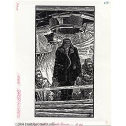 Kelly Freas - Science Fiction Scratchboard Illustration #66 "Food Mines" Original Art (Ballantine Bo