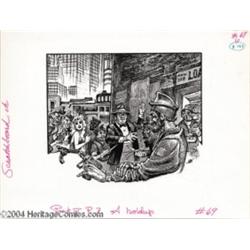 Kelly Freas - Science Fiction Scratchboard Illustration #69 "A Holdup" Original Art (undated).