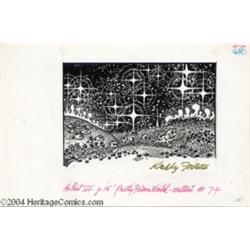 Kelly Freas - Science Fiction Scratchboard Illustration #74 "Pretty Poison World - Critters" Origina