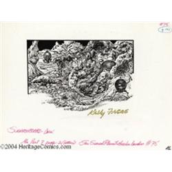 Kelly Freas - Science Fiction Scratchboard Illustration #75 "Heechie Lander" Original Art (Ballantin