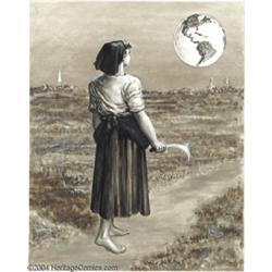 Kelly Freas - Crazy Magazine Original Art "Kelly's Cockeyed Canvas" Girl with Scythe (undated).