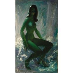 Kelly Freas - Green Nude Original Painting (1963).