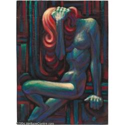 Kelly Freas - "Woman in Blue" Painting Original Art (1963).