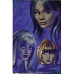 Kelly Freas - Portraits of Three Women Painting Original Art (1964).