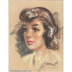 Kelly Freas - Untitled Portrait of a Young Girl Sketch Original Art (undated).