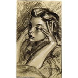 Kelly Freas - Untitled Portrait Illustration Original Art (undated).