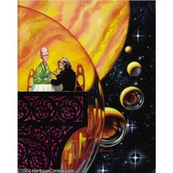 Kelly Freas - "Isaac Asimov conversing with Alien" Illustration, with Asimov Autograph Original Art 