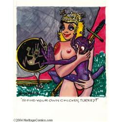 Kelly Freas - XXXenophile Trading Card Original Art (1996).