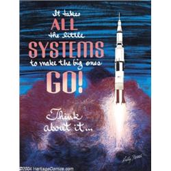 Kelly Freas - Space Program Signed Prints, Group of 6 (1971).