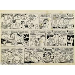 Walt Kelly - Pogo Sunday Comic Strip Original Art, dated 9-25-55 (Hall Syndicate, 1955).