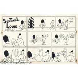 Otto Soglow - Sentinel Louie Sunday Topper Comic Strip Original Art, dated 8-6-39 (King Features Syn