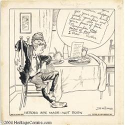 J. R. Williams - Out Our Way "Heros Are Made Not Born" Daily Comic Strip Original Art, dated 1-19-28
