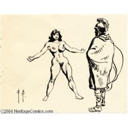 Frank Frazetta - Nude Being Appraised By A Centurion Sketch Original Art (undated)