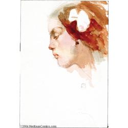 Jeff Jones - Watercolor Painting "In Thought" Original Art (undated).
