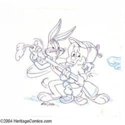 Mike Royer - Bugs Bunny and Elmer Fudd Sketch Original Art (undated).