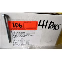 41 Boxes #12x3-1/2" Washer Head Self Drilling Screws, Zinc - Total Screws = 41,000