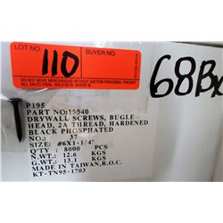 68 Boxes #6x1-1/4" Drywall Screws, Black Phosphate - Total Screws = 544,000