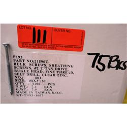 75 Boxes #8x3" Sheathing Screws, Clear Zinc - Total Screws = 105,000