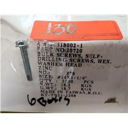 6 Boxes #14x1-1/4" Self Drilling Hex Washer Head Screws, Zinc - Total Screws = 15,000