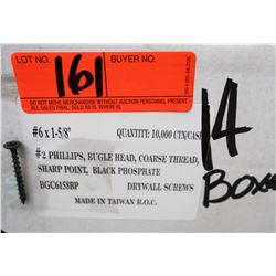 14 Boxes #6x1-5/8" Drywall Screws, Black Phosphate - Total Screws = 140,000