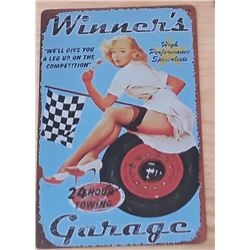 Metal Sign Square Winners Garage