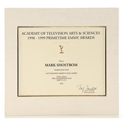 Mark Shostrom’s Emmy Nomination Certificate For Outstanding Makeup For A Series - THE X-FILES (1993 