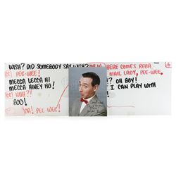 Two Production Pee-Wee Herman (Paul Reubens) Cue Cards and Pee-Wee Signed Photo - PEE-WEE’S PLAYHOUS