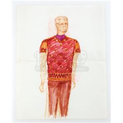 William Ware Theiss Hand-Drawn Costume Sketch Of Captain R.M. Merik’s (William Smithers) Roman Tunic