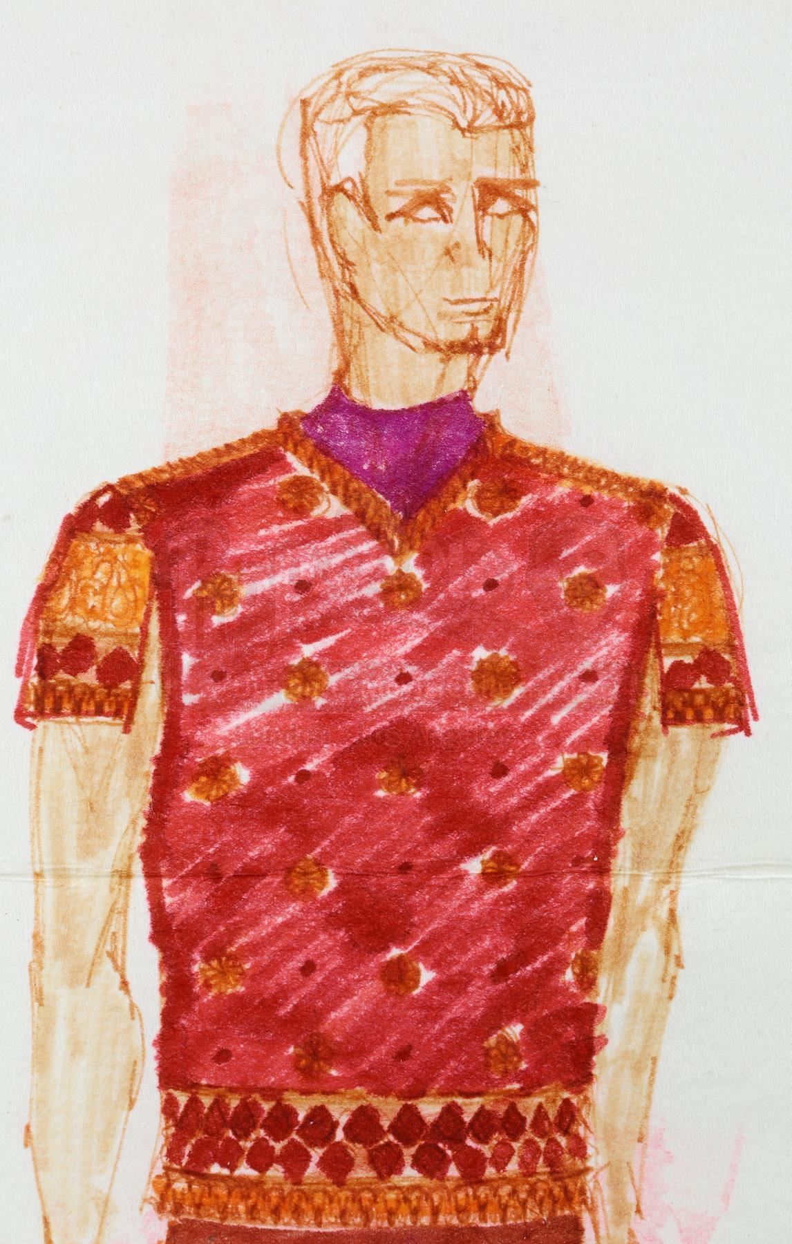 William Ware Theiss Hand-Drawn Costume Sketch Of Captain R.M. Merik’s ...