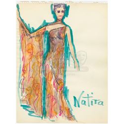 William Ware Theiss Hand-Drawn Costume Sketch Of Natira's (Katherine Woodville) Priestess Gown - STA