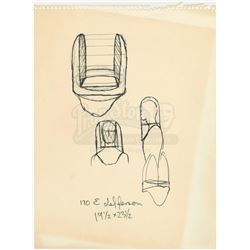 William Ware Theiss Hand-Drawn Costume Sketch Of Environmental Suit Helmet - STAR TREK: THE ORIGINAL