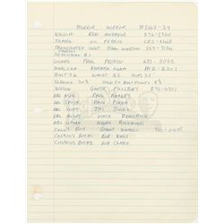 William Ware Theiss’ Hand Written List Of Actors and 9 Costume Invoices From ‘Mirror, Mirror’ - STAR