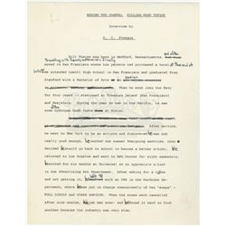 William Ware Theiss' Hand-Edited Biography By Series Writer D.C. Fontana - STAR TREK: THE ORIGINAL S