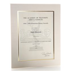 Mark Shostrom’s Emmy Nomination Certificate For Outstanding Makeup For A Series 1994-1995 - STAR TRE