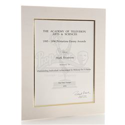 Mark Shostrom’s Emmy Nomination Certificate For Outstanding Makeup For A Series 1995-1996 - STAR TRE
