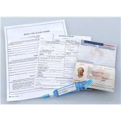 Jeremy Bentham's (Terry O'Quinn) Canadian Passport, Certificate Of Death, Body Release Form and ID B