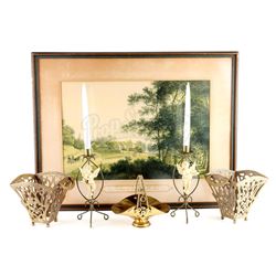 Ruth Fisher's (Frances Conroy) Brass Planters, Basket, Candlestick Holders and Framed Print - SIX FE