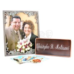 Christopher R. Moltisanti's Coffin Plaque, Prayer Cards and Baccalieri Wedding Photo - THE SOPRANOS 