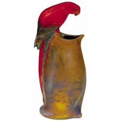 Vase with parrot décor, Zsolnay, around 1914  