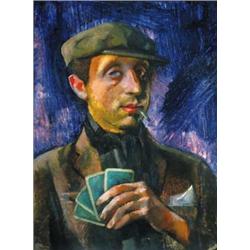 Vilmos Aba-Novák (1894-1941) - The card-player