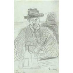 Lajos Gulácsy (1882-1932) - Man in hat with bottle 