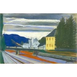 Dávid Jándi (1893-1944) - Houses on the riverside Zazar