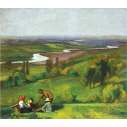 Béla Balla (1882-1965) - Resting people on the hillside