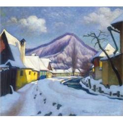 Géza Kádár (1878-1952) - Melting of the snow in Nagybánya, 1916