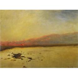 Béla K. Spányi (1852-1914) - Swampy landscape with storks 