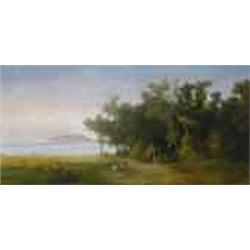 Károly Telepy (1828-1906) - Fisherman at lake Balaton, in the background with the Badacsony, 1898