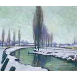 Géza Kádár (1878-1952) - Wintery riverside, 1928