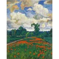 Béla Balla (1882-1965) - Meadow full of poppies after raining 