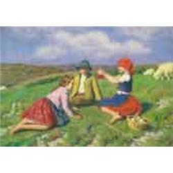 Oszkár Glatz (1872-1958) - Children on the hillside, 1948