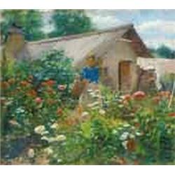 Sándor Bihari (1855-1906) - Watering flowers